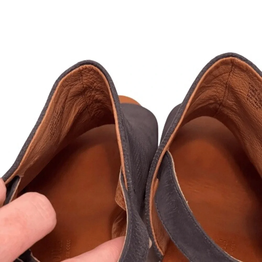 Gentle Souls‎ Katie 2 Gray Leather Espadrille Wedge Sandals Peep Toe Size 11